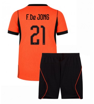Holland Frenkie de Jong #21 Hjemmebanetrøje Børn VM 2026 Kortærmet (+ Korte bukser)
